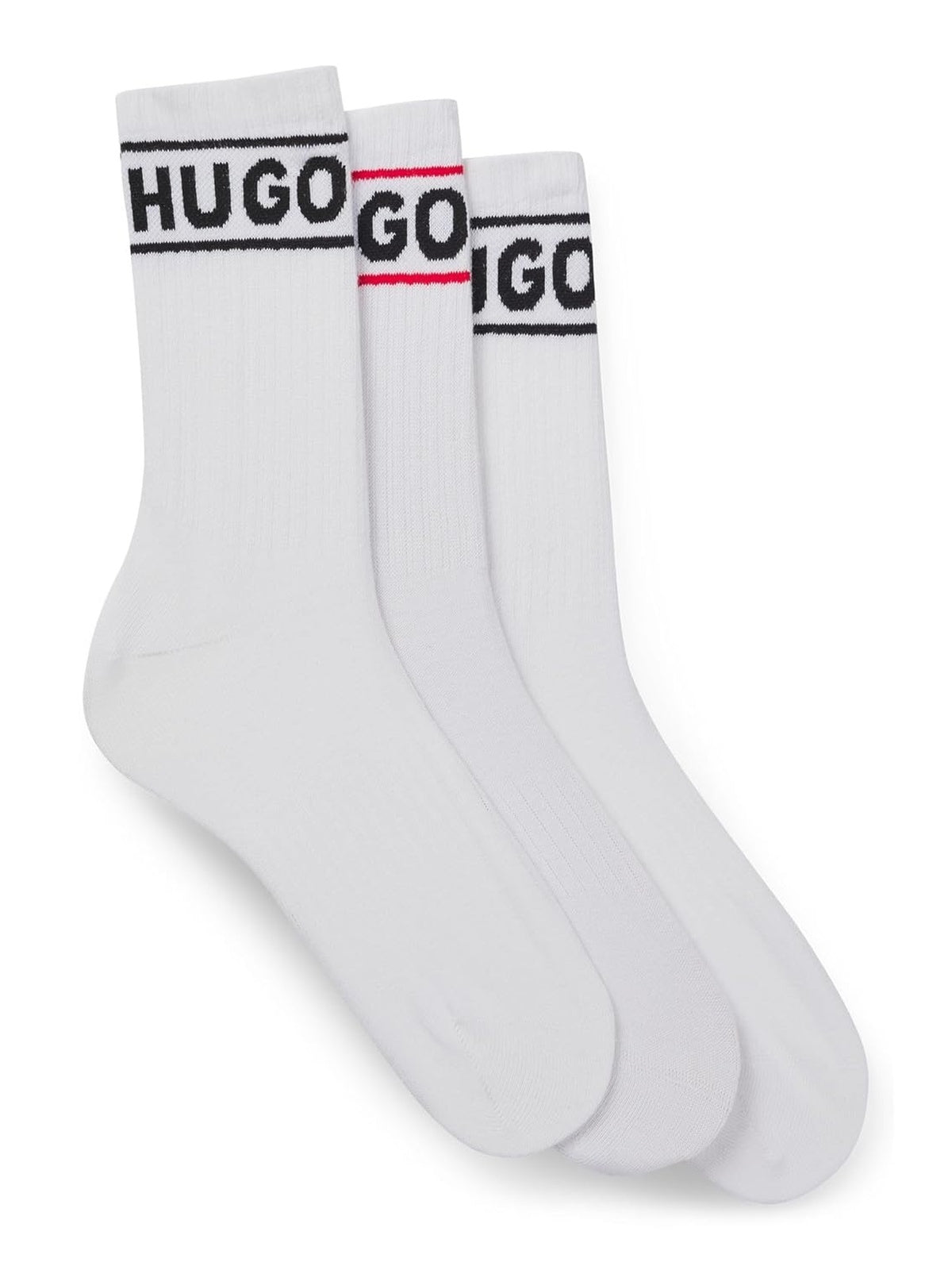 HUGO Sosete HUGO sosete set 3 perechi sporty negru detalii rosu femei