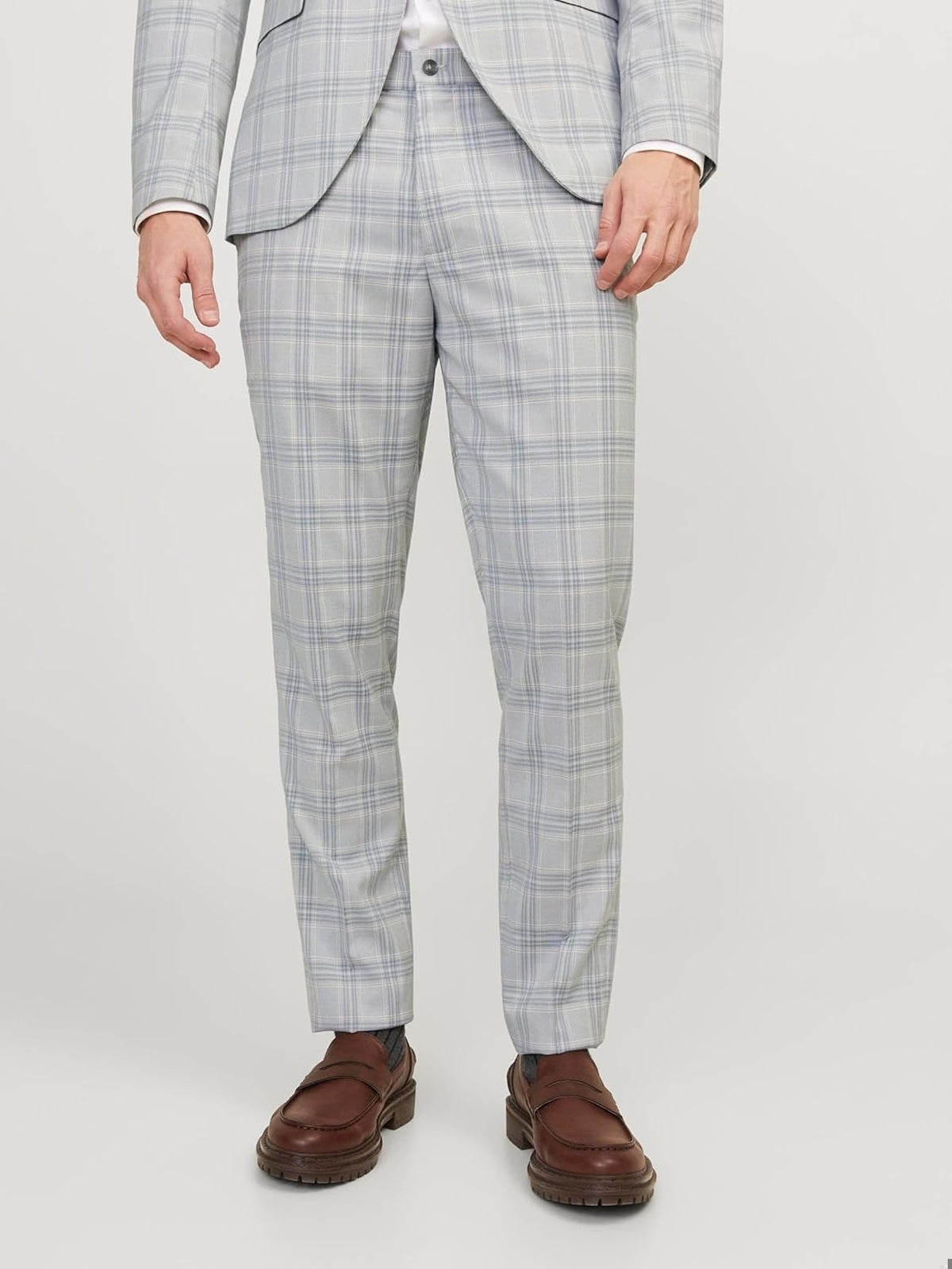JACK & JONES Pantaloni slim fit chino eleganti gri/carouri barbati