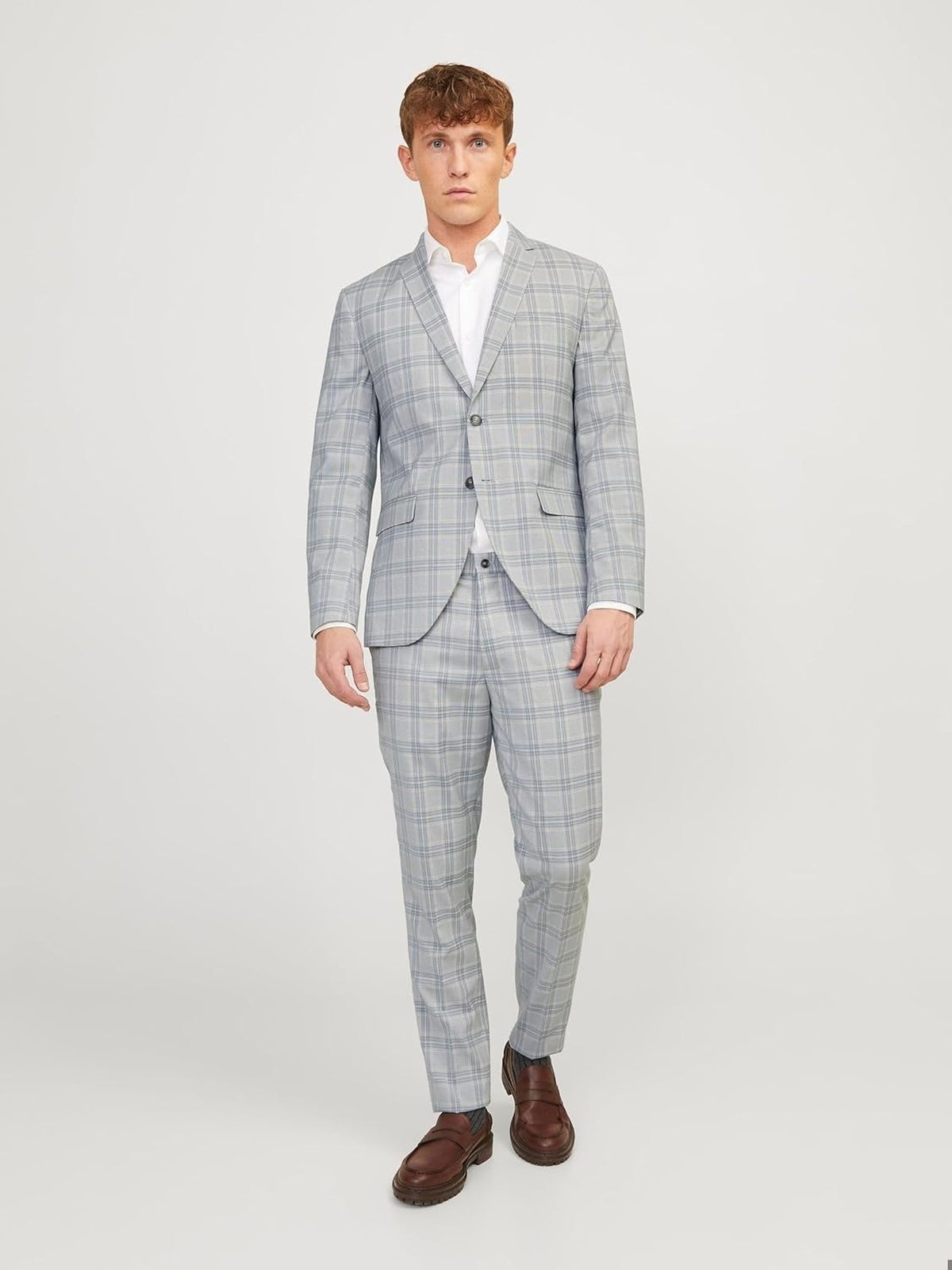 JACK & JONES Pantaloni slim fit chino eleganti gri/carouri barbati