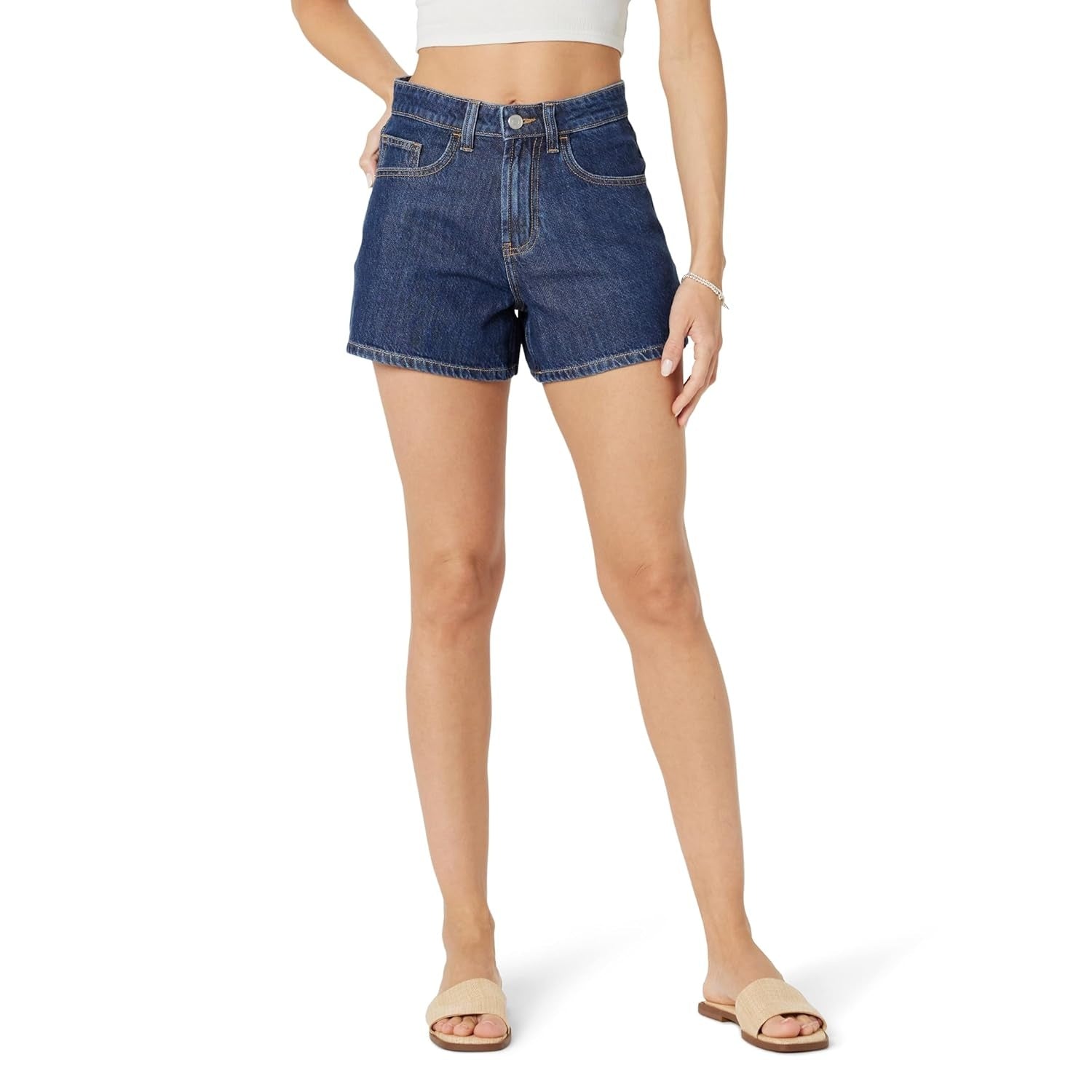 THE DROP Pantaloni scurti Jeans Rowan evazati femei