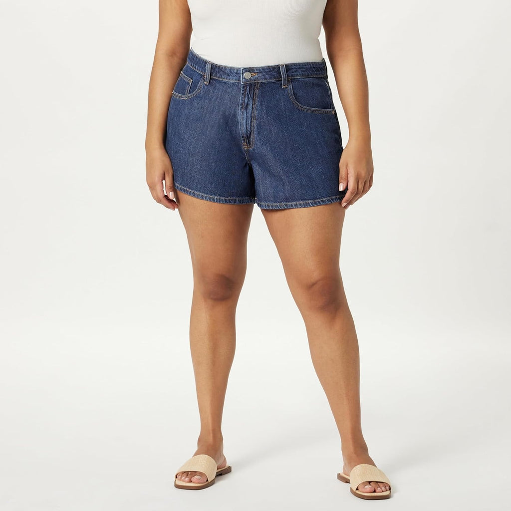 THE DROP Pantaloni scurti Jeans Rowan evazati femei