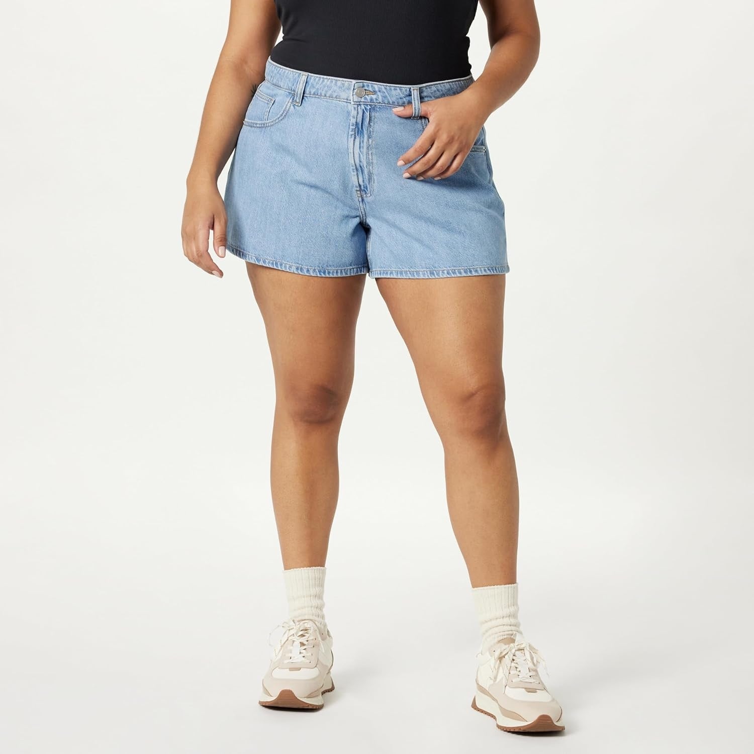 THE DROP Pantaloni scurti Jeans Rowan evazati femei