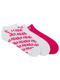 HUGO BOSS Sosete scurte glezna Set 3 perechi UNI LOGO alb/roz femei
