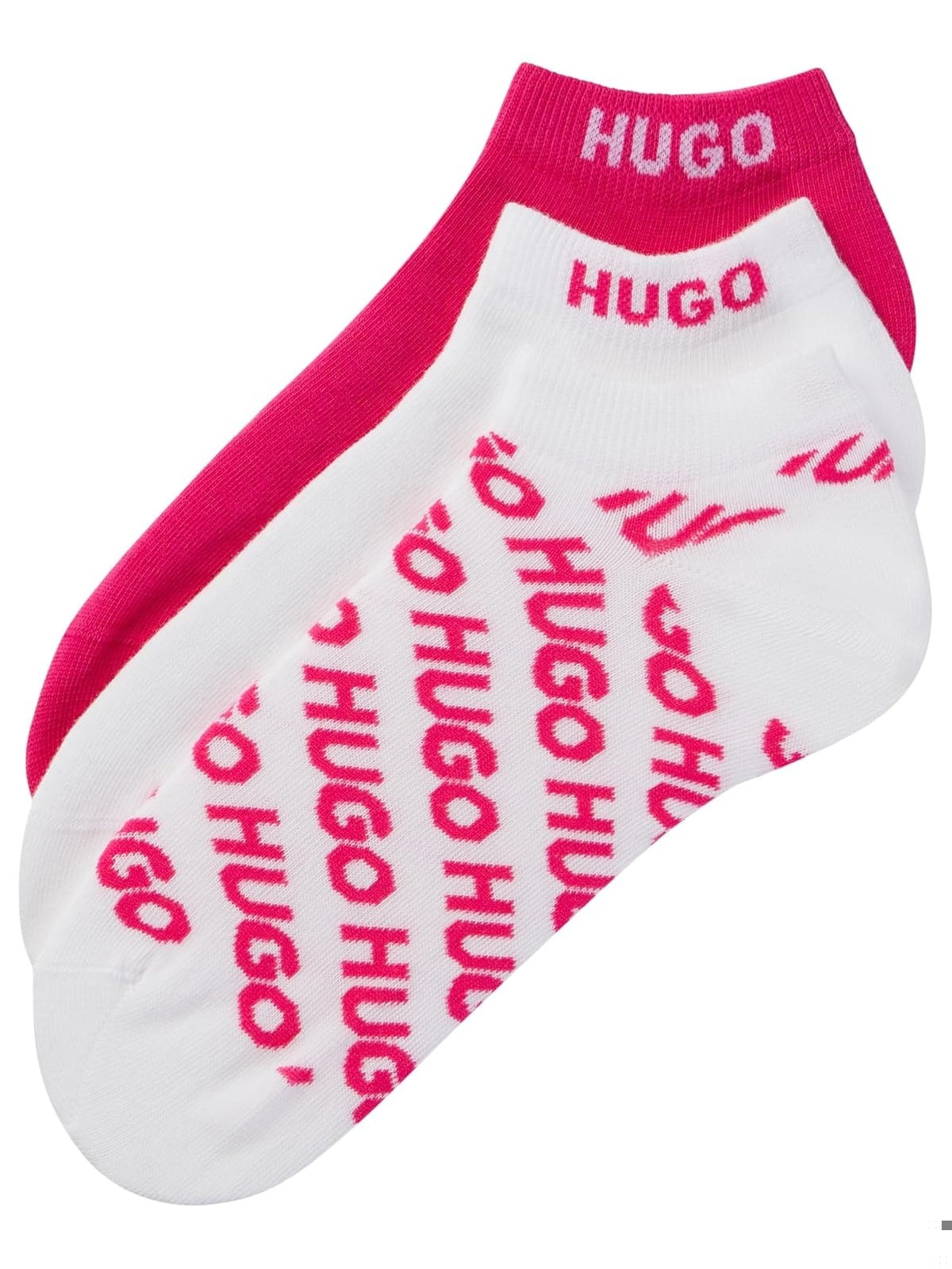 HUGO BOSS Sosete scurte glezna Set 3 perechi UNI LOGO alb/roz femei
