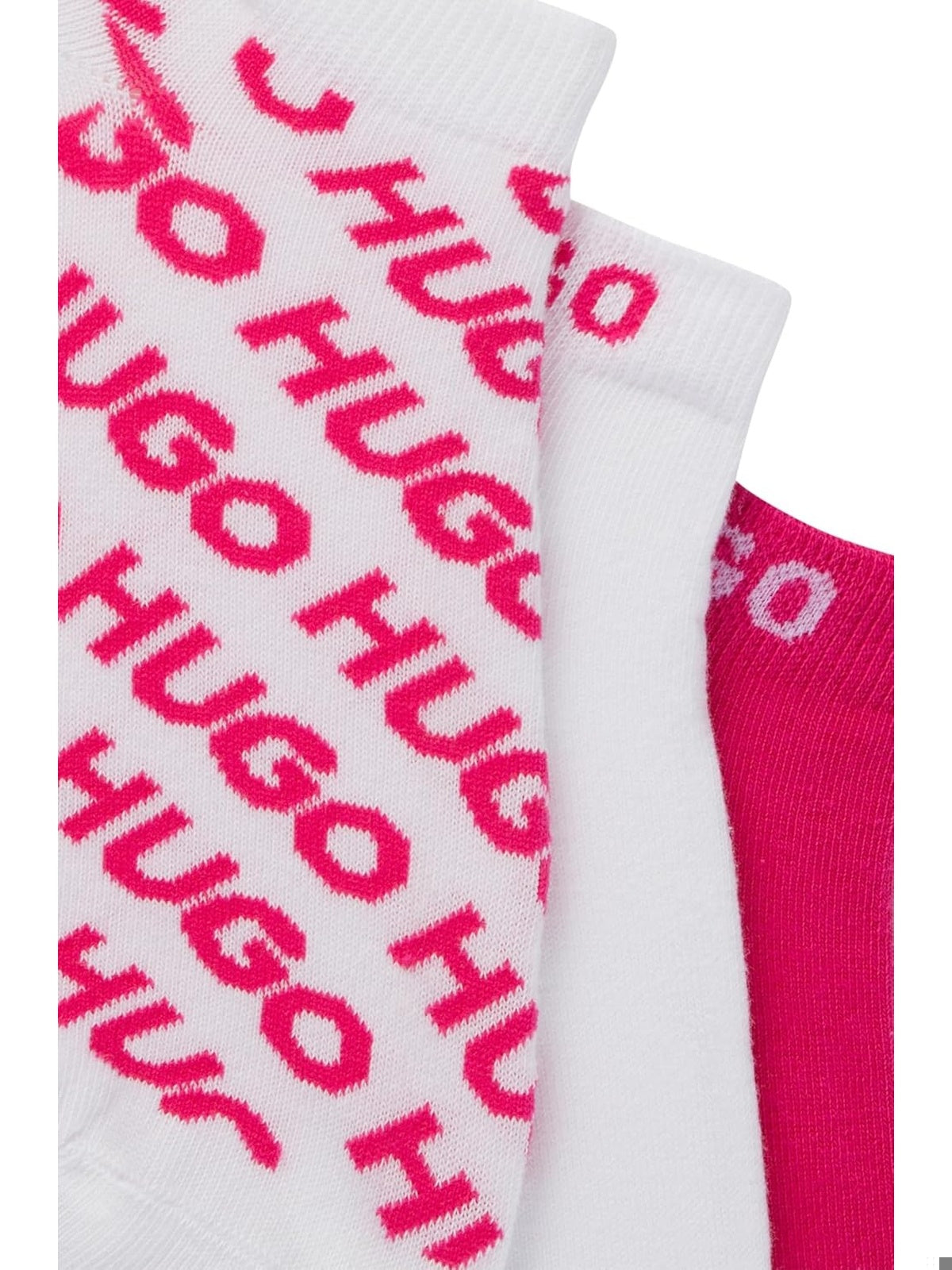 HUGO BOSS Sosete scurte glezna Set 3 perechi UNI LOGO alb/roz femei
