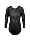 ZNYUNE Costum/body de fete pentru gimnastica maneci 3/4 negru