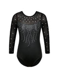 ZNYUNE Costum/body de fete pentru gimnastica maneci 3/4 negru