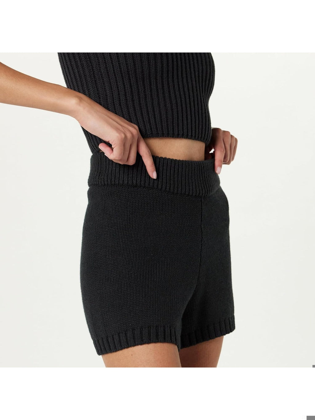 THE DROP Adrienne Panataloni scurti bumbac blend negru femei