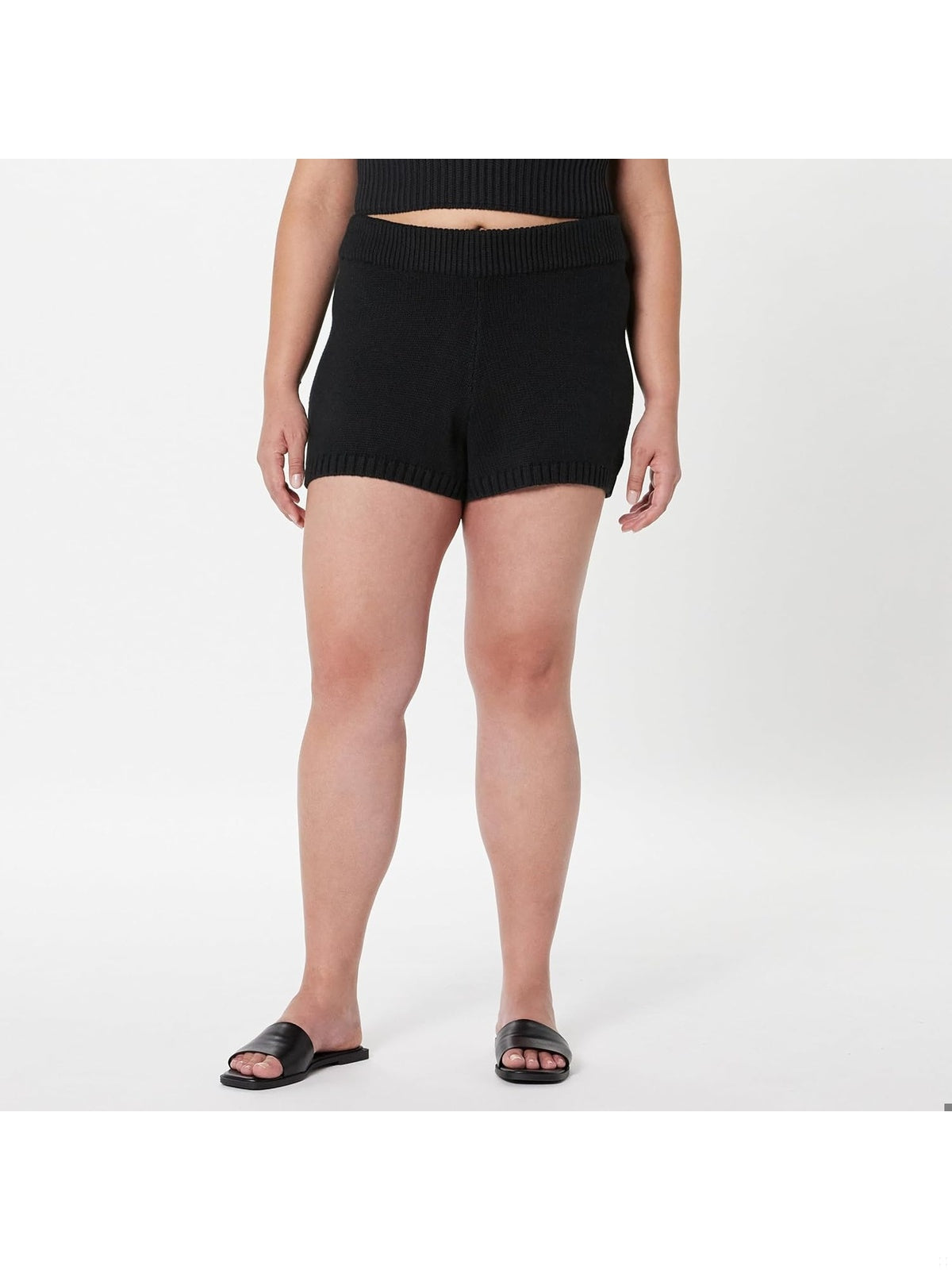 THE DROP Adrienne Panataloni scurti bumbac blend negru femei