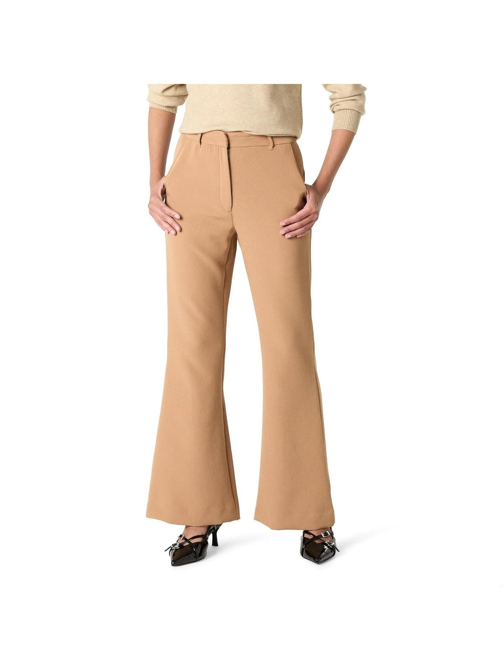 THE DROP Pantaloni largi maro-camel femei