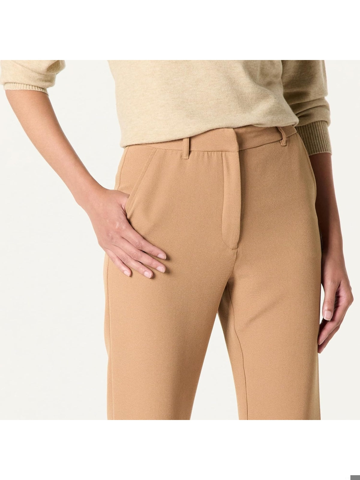 THE DROP Pantaloni largi maro-camel femei