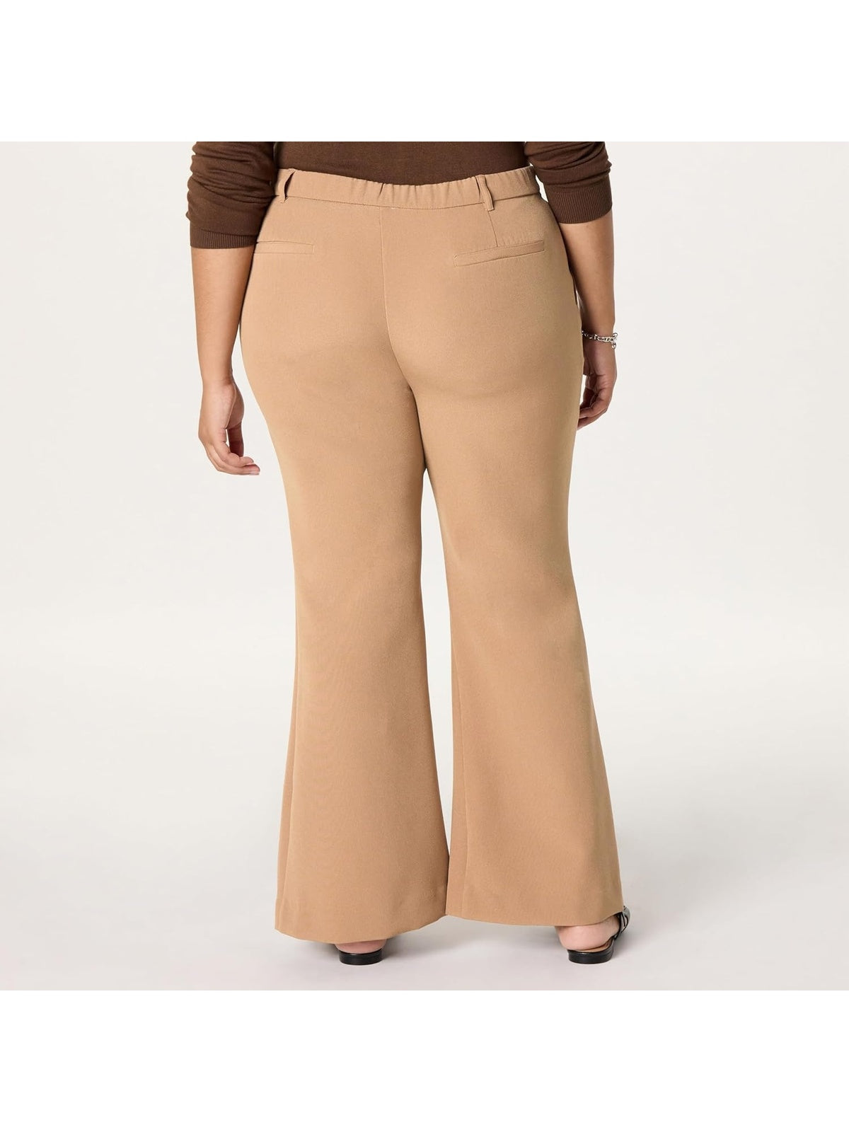 THE DROP Pantaloni largi maro-camel femei