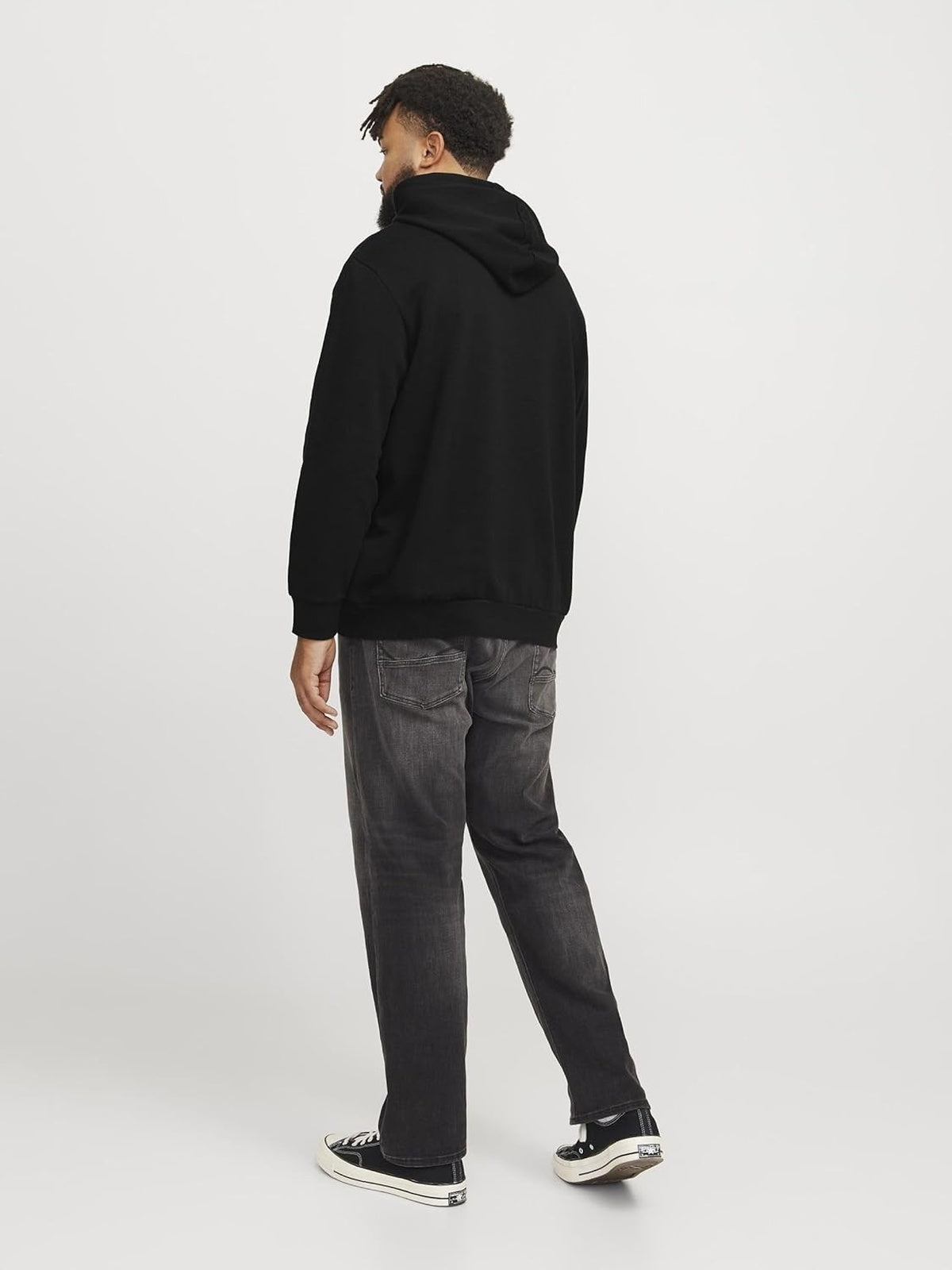 JACK & JONES Hanorac clasic negru cu logo rosu-alb barbati