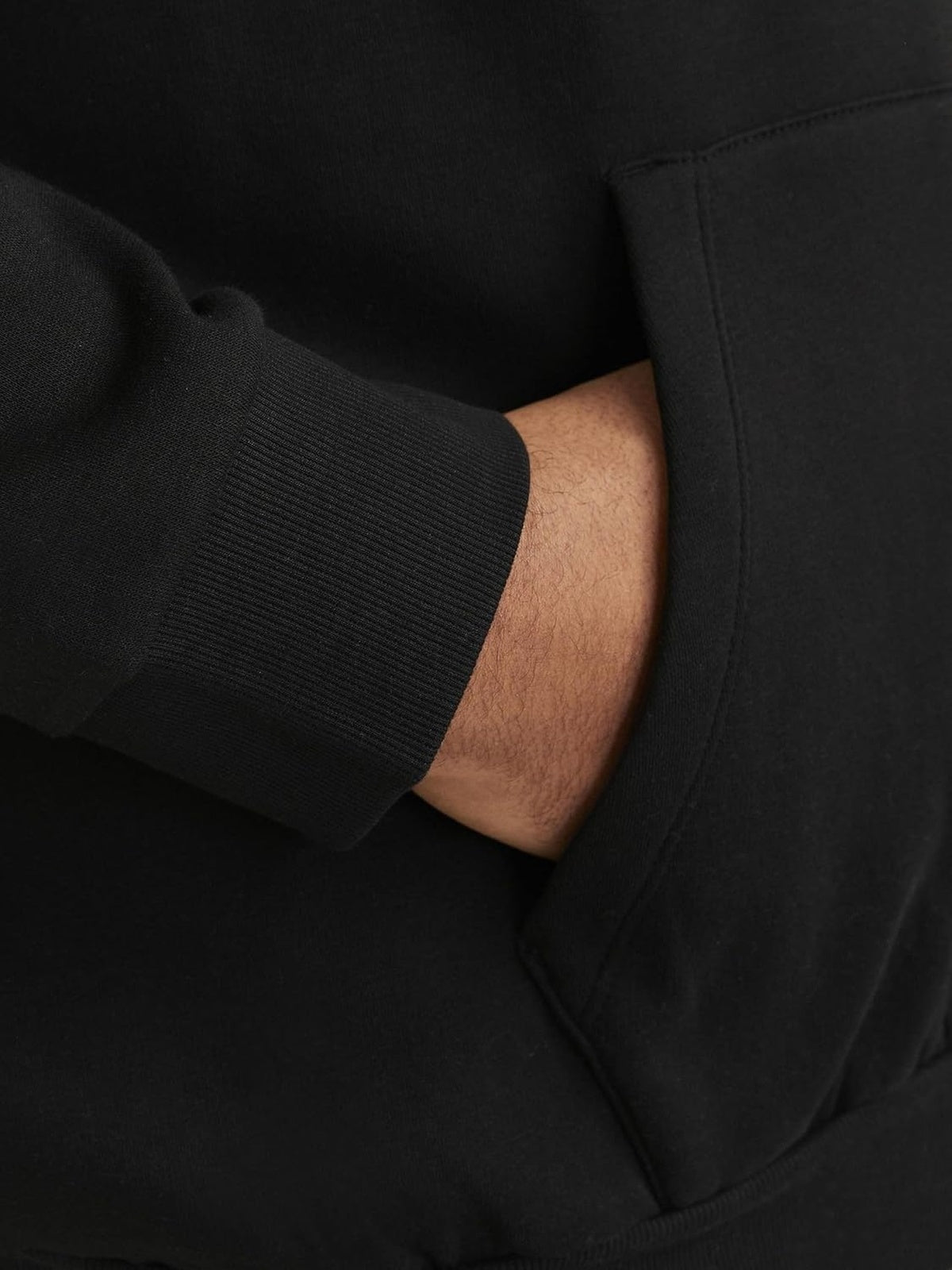 JACK & JONES Hanorac clasic negru cu logo rosu-alb barbati