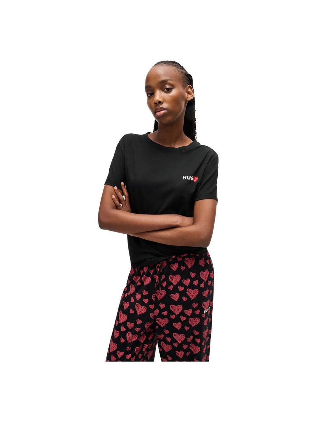 HUGO BOSS Nikka Tricou de pijama negru cu inima rosie femei
