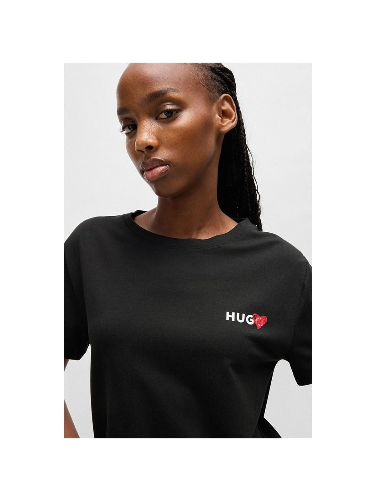 HUGO BOSS Nikka Tricou de pijama negru cu inima rosie femei
