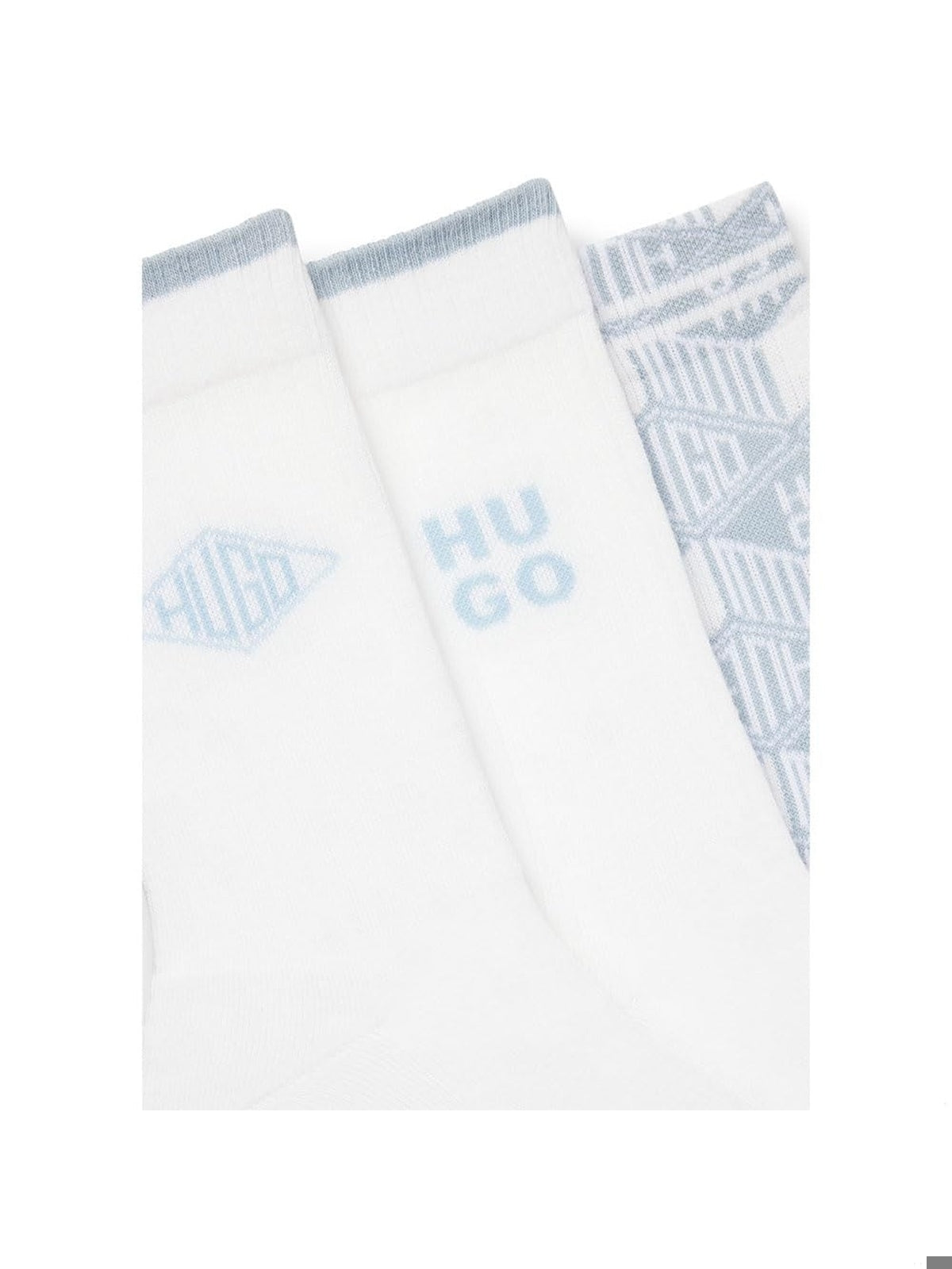 BOSS Set 3 perechi sosete scurte logo HUGO alb-albastru barbati