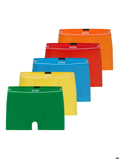 BOSS Set 5 perechi Chiloti boxer TRUNK ESSENTIAL PACK negru/banda colorata