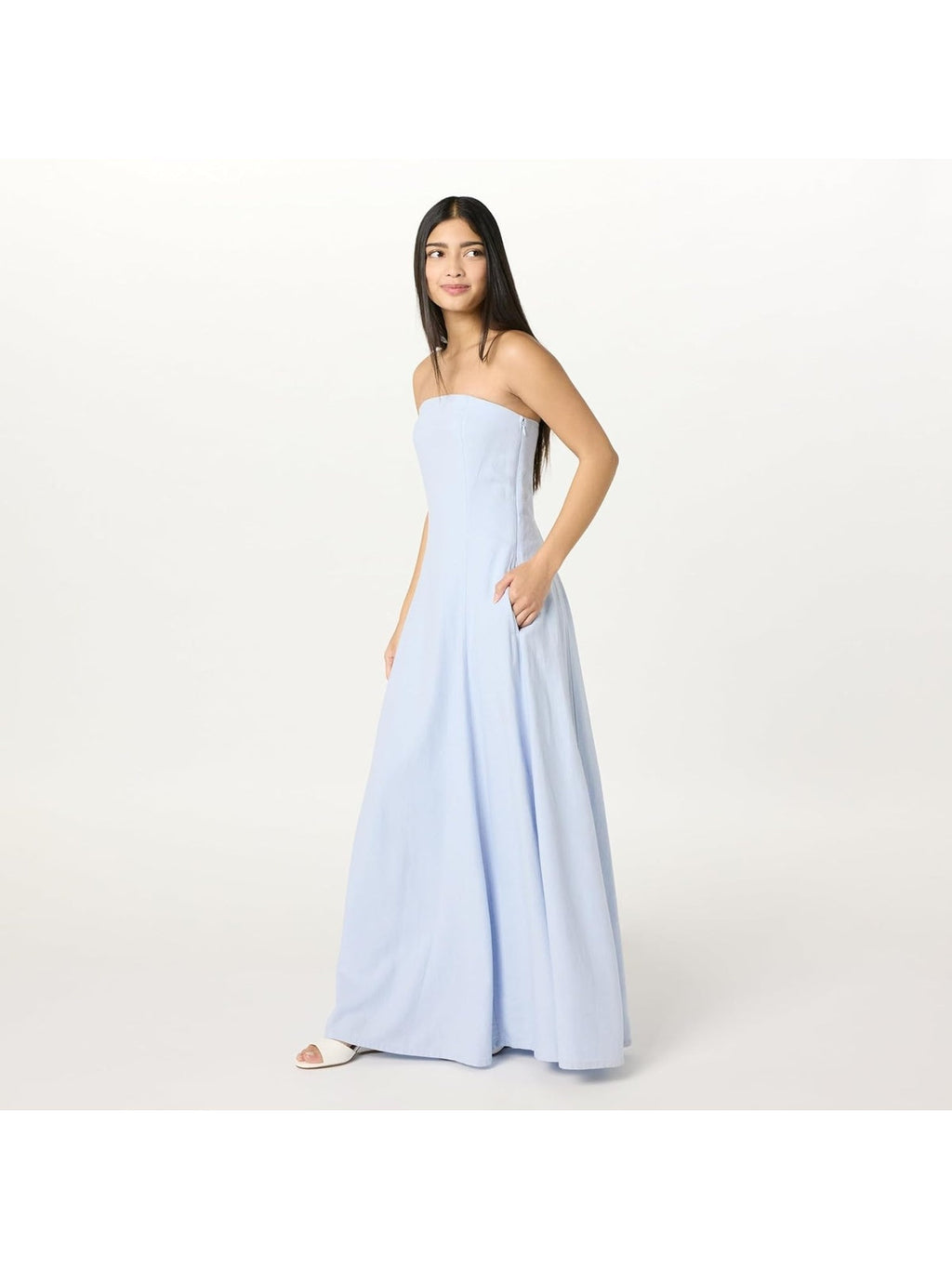 THE DROP Rochie lunga fara bretele Carlota skyblue femei