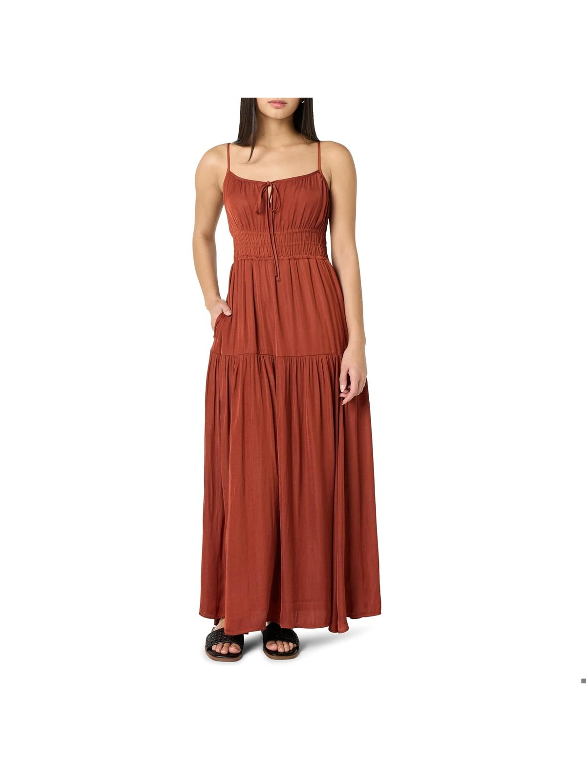 THE DROP Rochie maxi cu imprimeu in straturi-elastice caramiziu femei