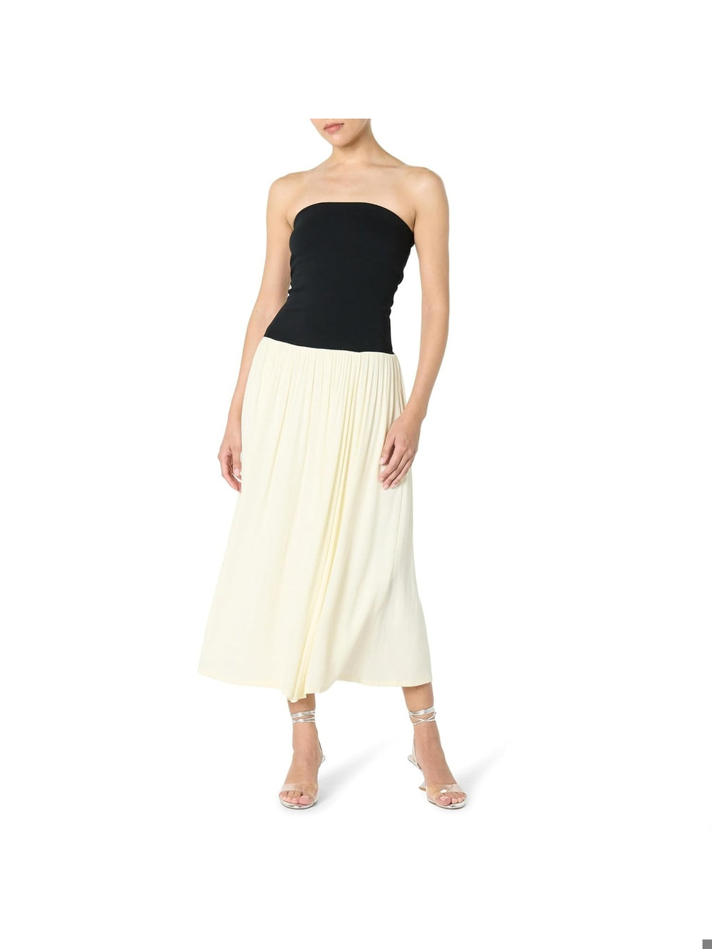 THE DROP Rochie Lilian Rochie maxi fara bretele Negru/Crem femei