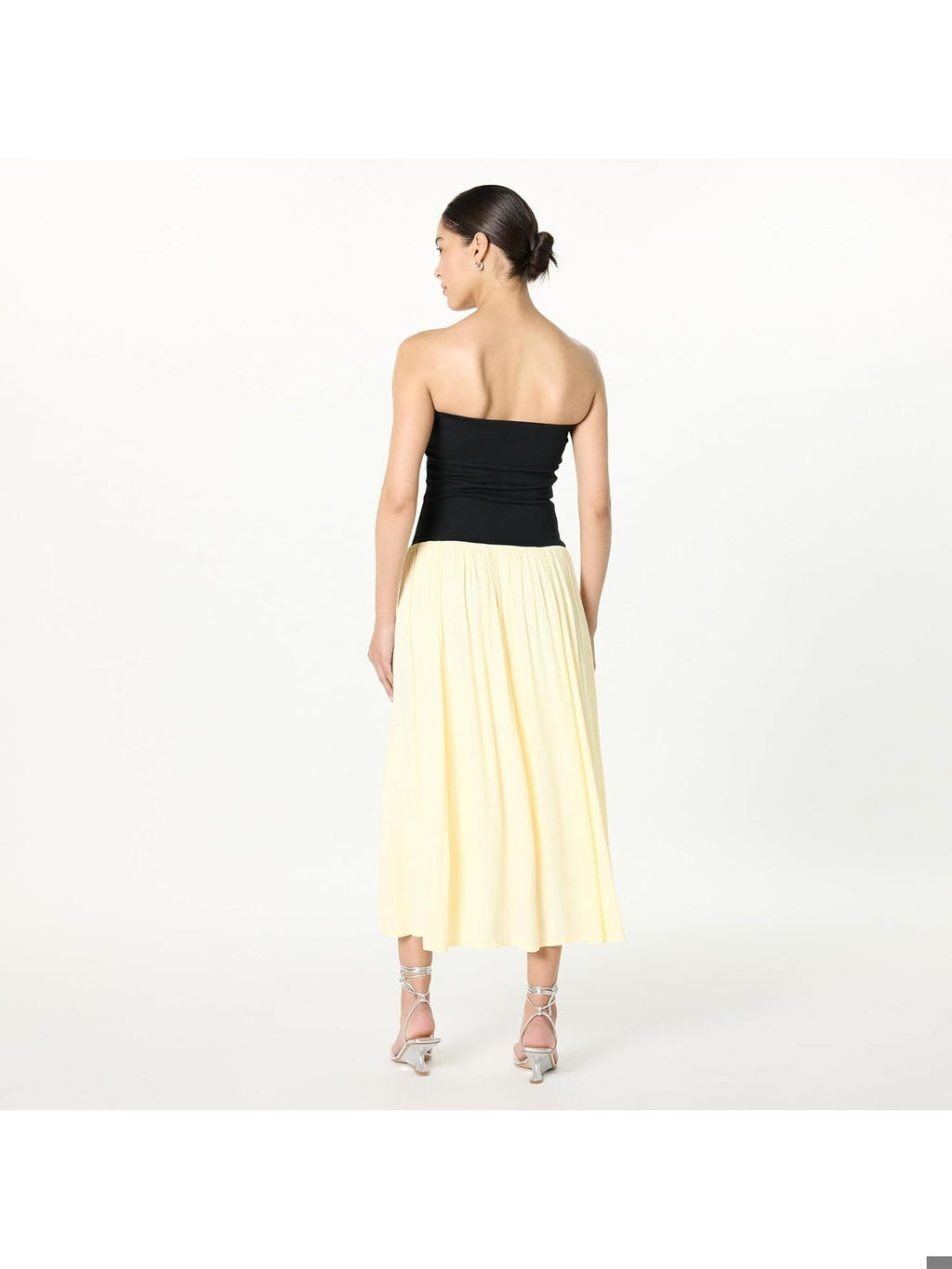 THE DROP Rochie Lilian Rochie maxi fara bretele Negru/Crem femei