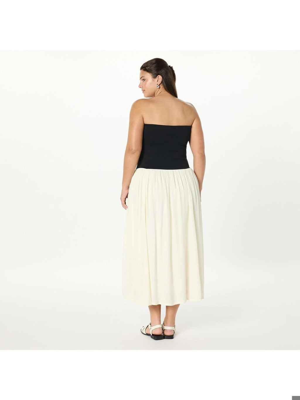 THE DROP Rochie Lilian Rochie maxi fara bretele Negru/Crem femei