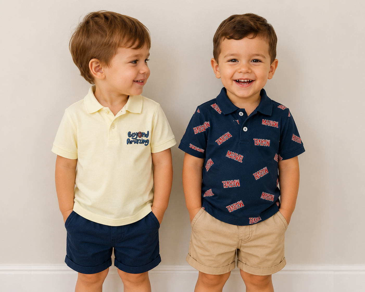 Set 2 tricouri polo Marvel® pentru băieți – 100% bumbac , Amazon Essentials