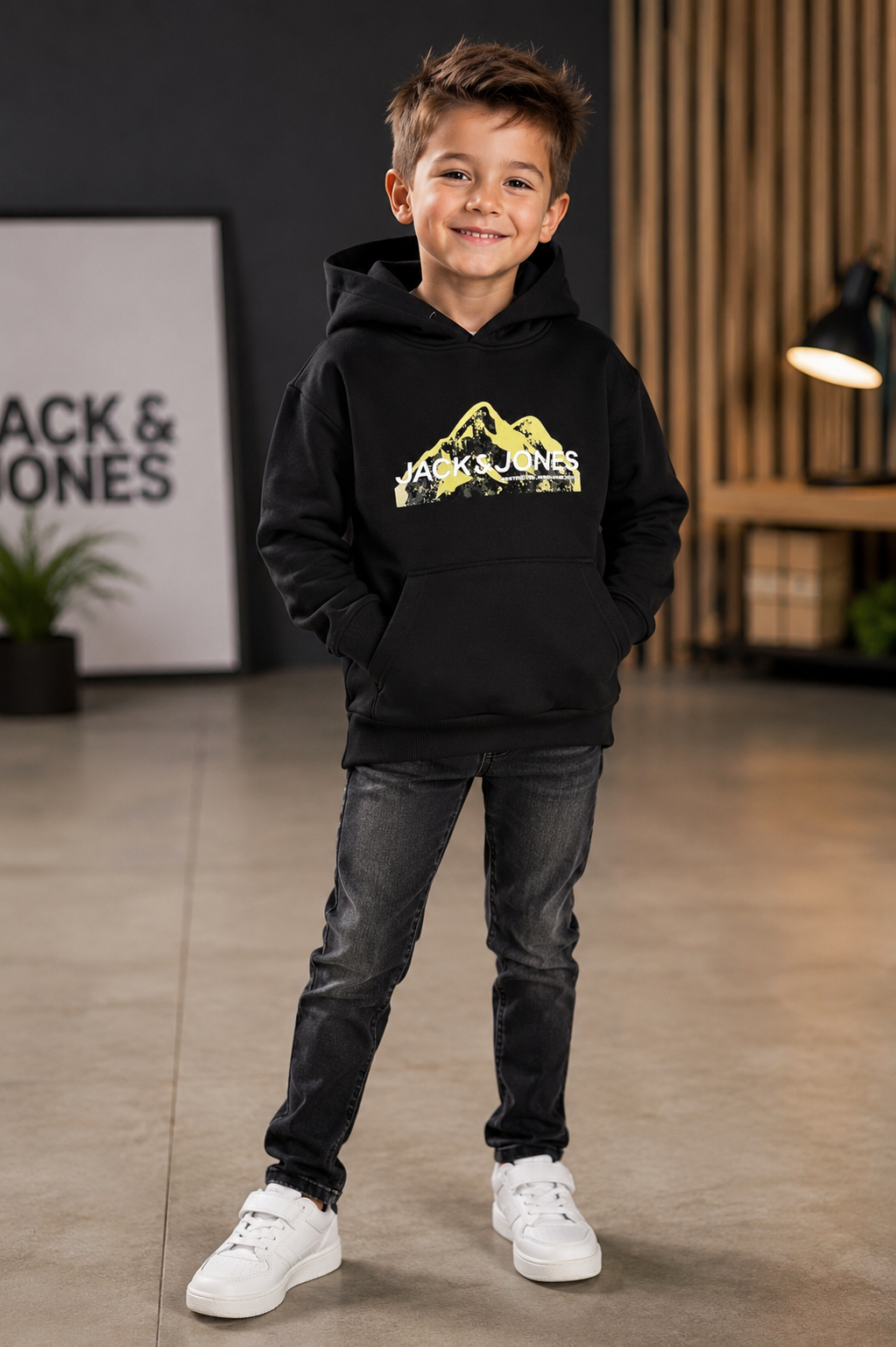 Hanorac copii Jack & Jones Mountain Logo cu glugă