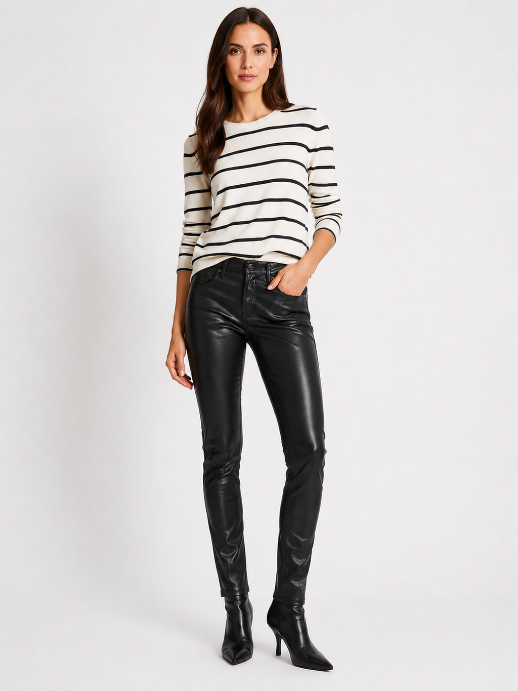 Pantaloni damă Tom Tailor Alexa Slim Coated Negri