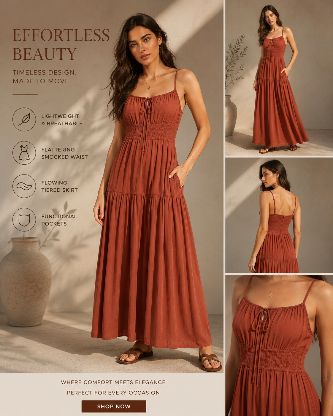 The Drop – Rochie Maxi Fluidă cu Buzunare