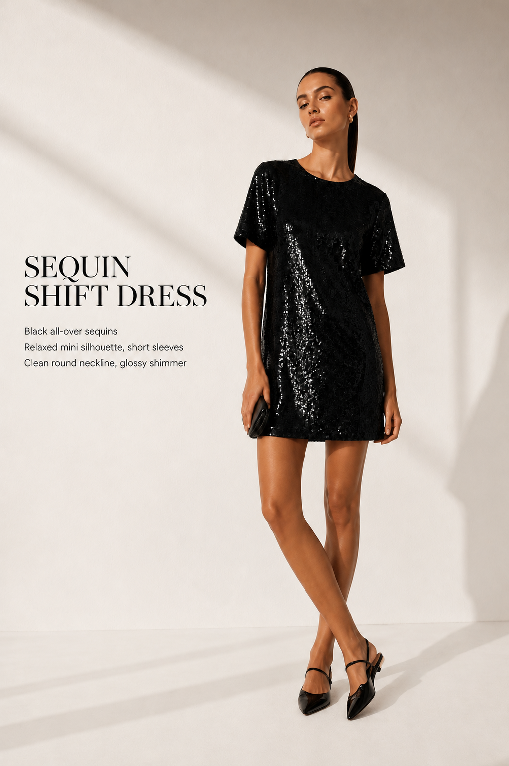 THE DROP Rochie mini Reina cu paiete – Argintiu / Negru / Albastru