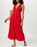 Rochie Maxi cu Decolteu în V și Nasturi Decorativi – The Drop