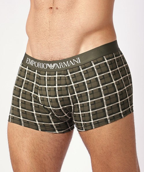 Boxeri EMPORIO ARMANI bărbați Classic Pattern Mix Trunk Check Vetiver