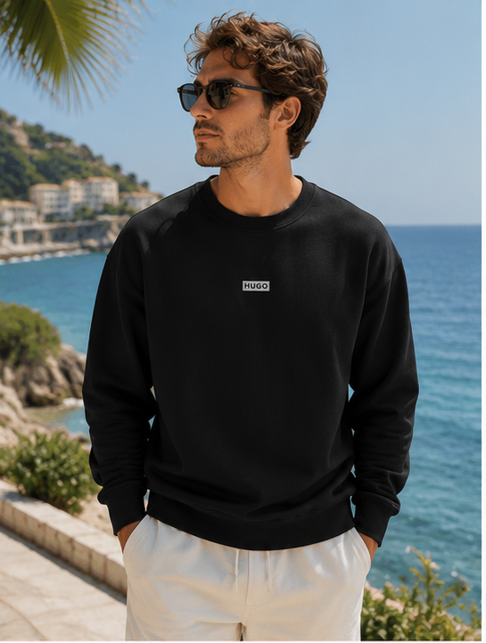 HUGO Naviu Bluză Bărbați Neagră 100% Bumbac Relaxed Fit – XL