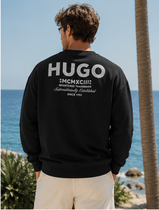 HUGO Naviu Bluză Bărbați Neagră 100% Bumbac Relaxed Fit – XL