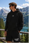 HUGO Nazardo Hanorac Bărbați Negru 100% Bumbac Relaxed Fit