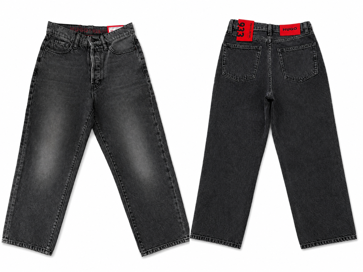 Blugi HUGO Jeans 933 Culotte Fit Gri Închis