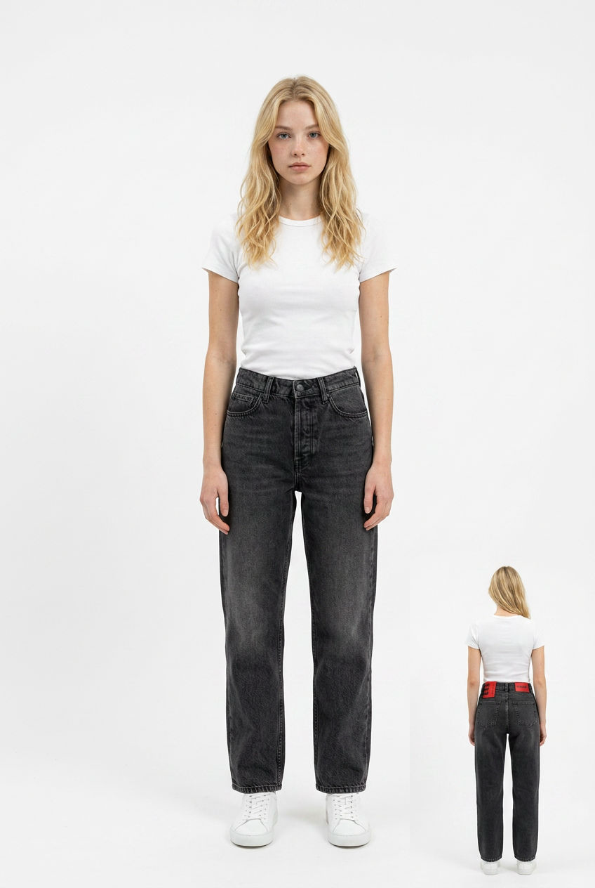 Blugi HUGO Jeans 933 Culotte Fit Gri Închis