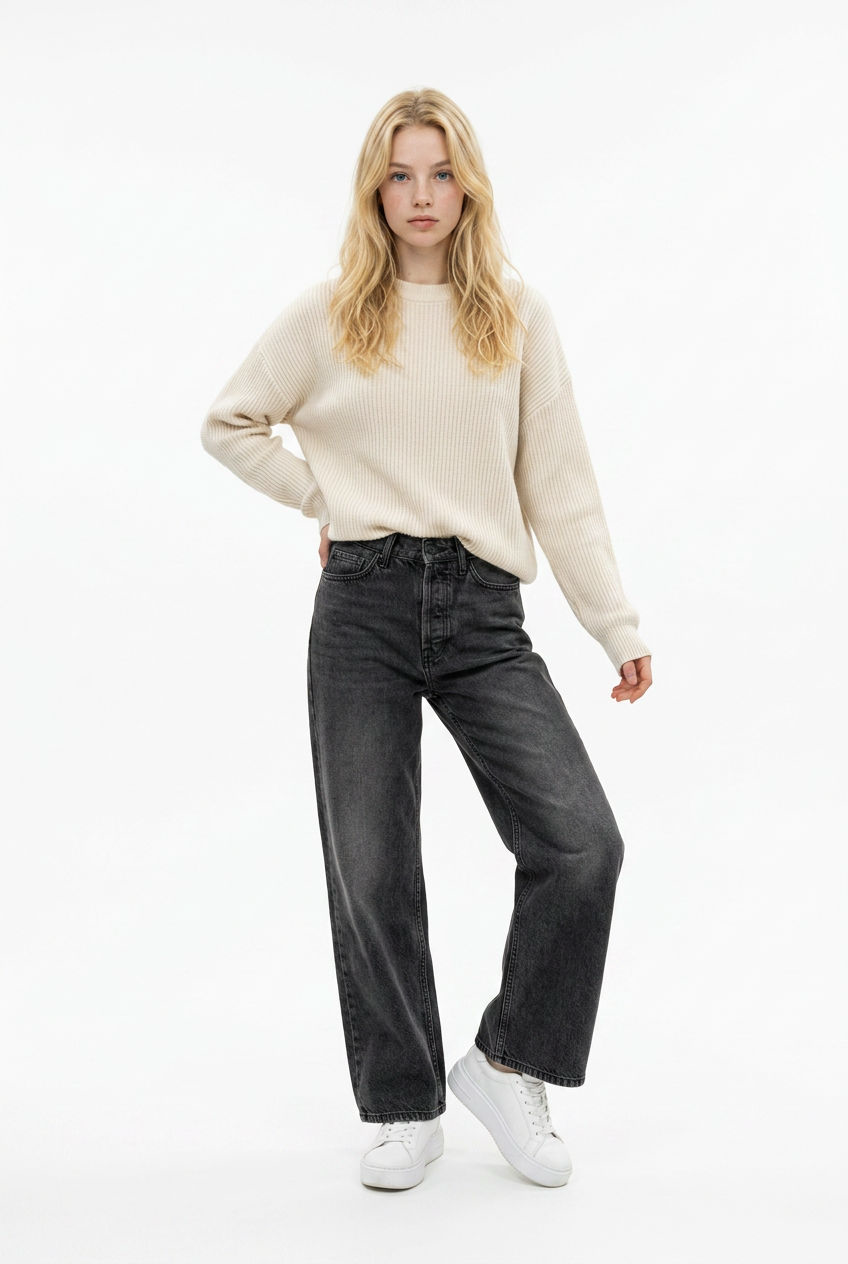 Blugi HUGO Jeans 933 Culotte Fit Gri Închis