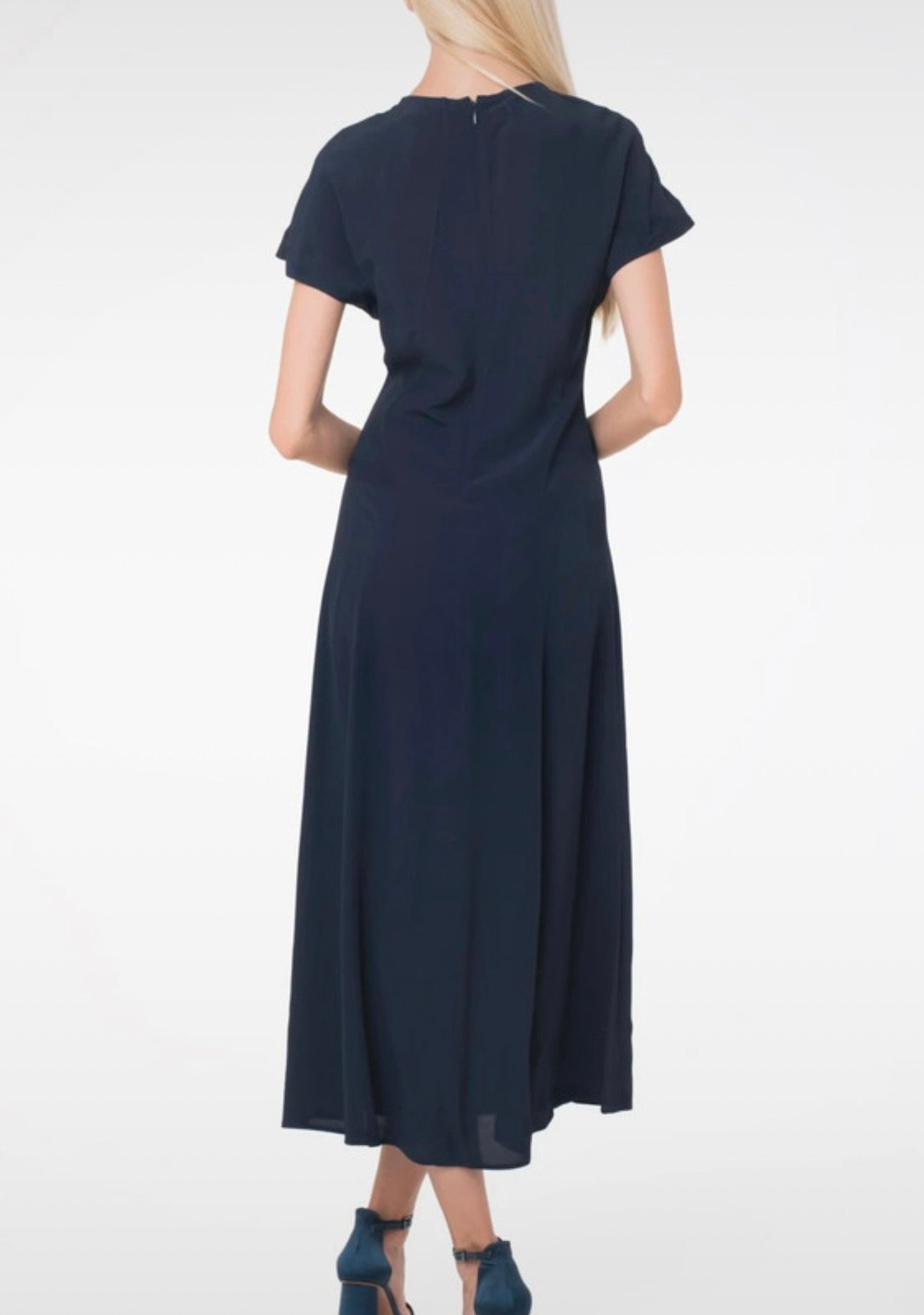 Tommy Hilfiger Viscose Crepe Maxi Dress Bleumarin Damă