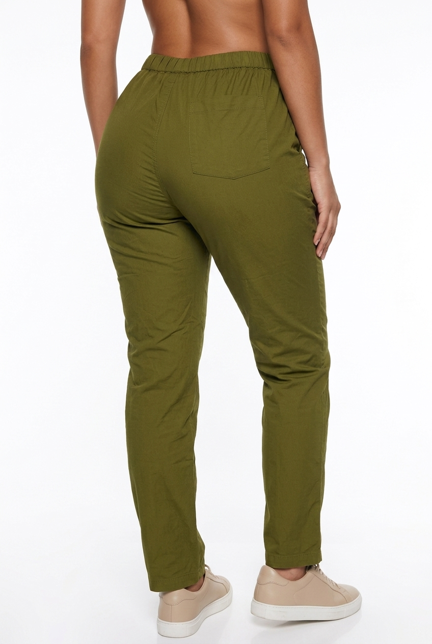 MARC O'POLO Pantaloni damă casual 100% bumbac, talie elastică, verde Fern Green