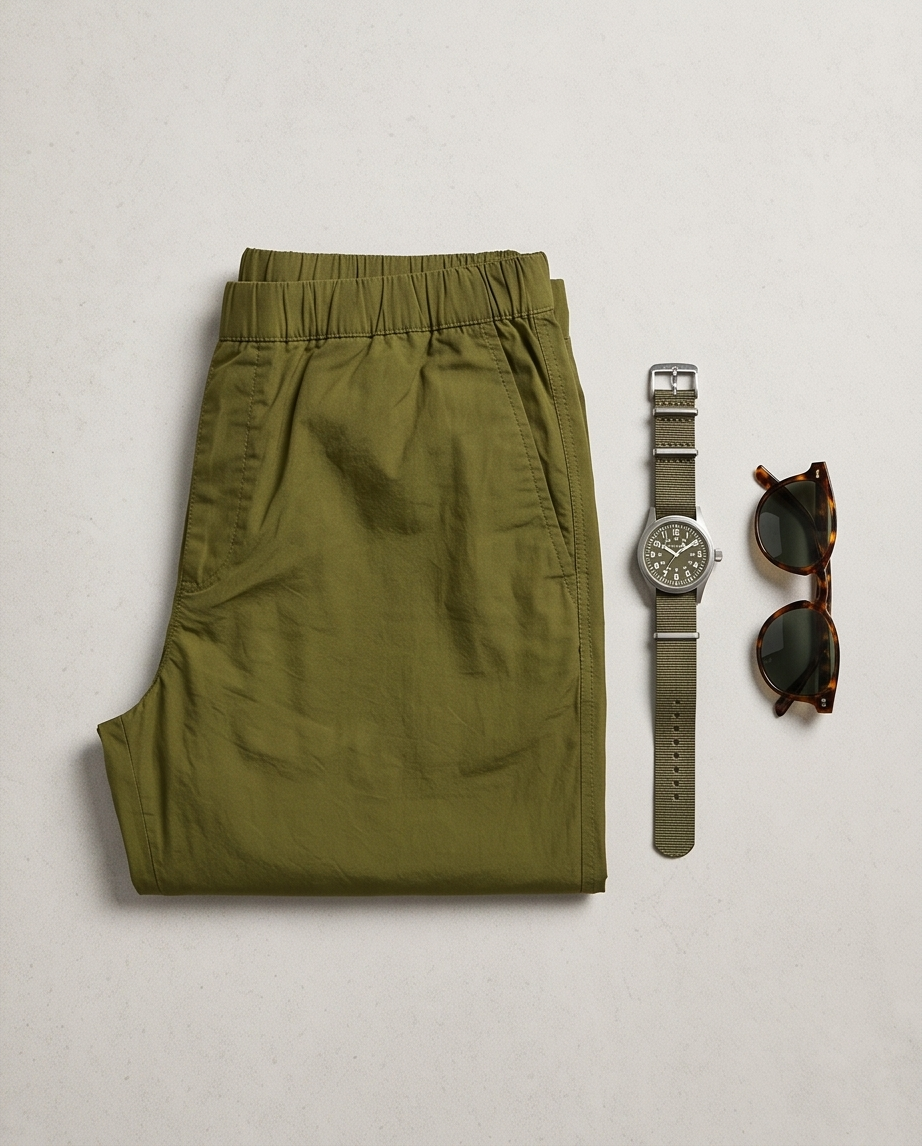MARC O'POLO Pantaloni damă casual 100% bumbac, talie elastică, verde Fern Green
