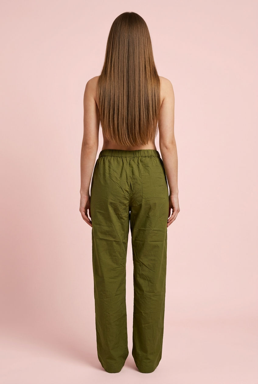 MARC O'POLO Pantaloni damă casual 100% bumbac, talie elastică, verde Fern Green