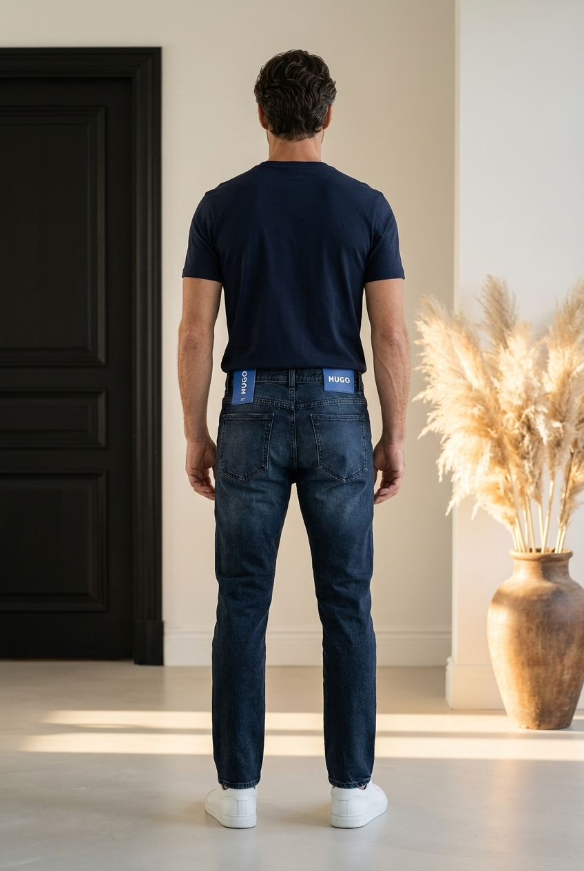 HUGO BOSS HUGO ASH Jeans Bărbați Dark Wash Slim Straight