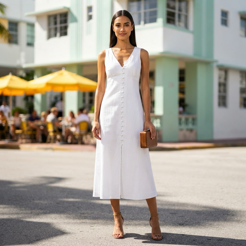 Rochie Maxi cu Decolteu în V și Nasturi Decorativi – The Drop