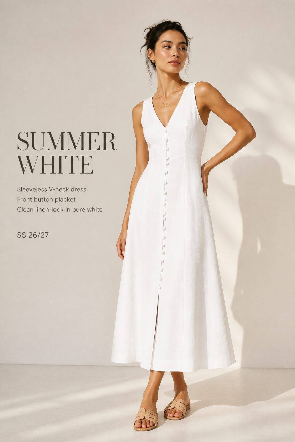 Rochie Maxi cu Decolteu în V și Nasturi Decorativi – The Drop