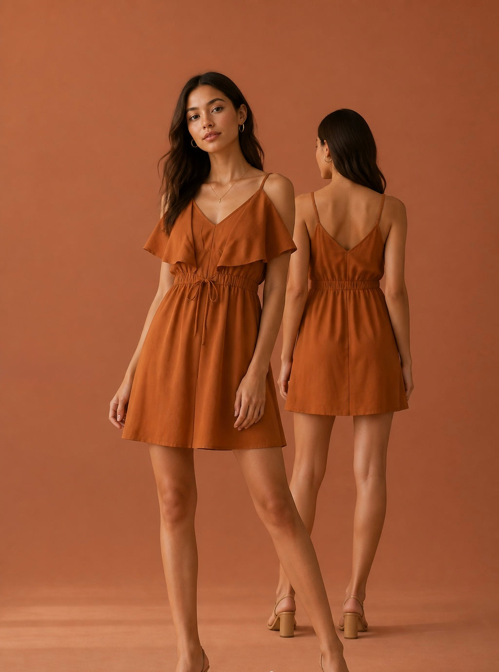 Rochie mini TEREA by Andrea Pitter din lyocell 100% – Terracotta