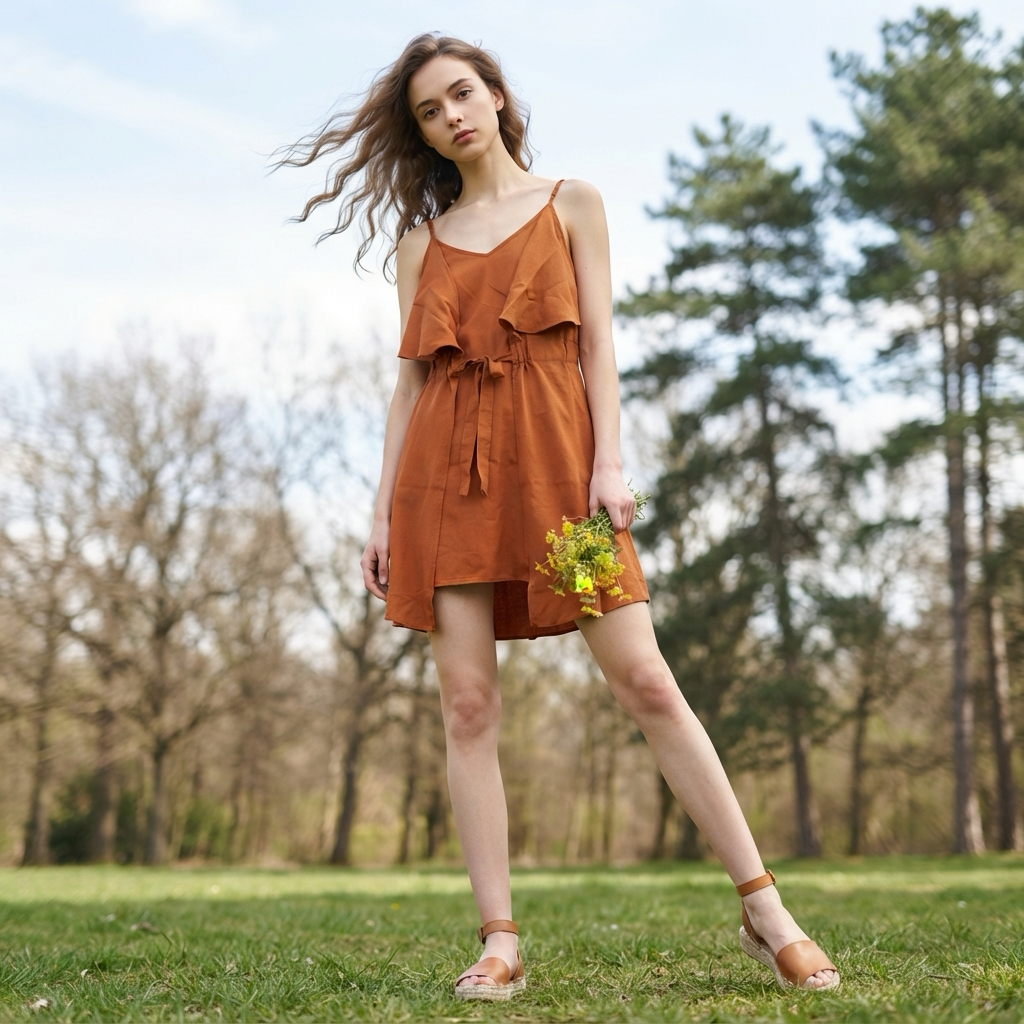 Rochie mini TEREA by Andrea Pitter din lyocell 100% – Terracotta