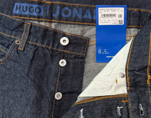 Blugi HUGO BLUE Jonah bărbați Straight Fit Dark Blue